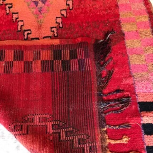 Antique berber Vintage Rug-1980s - Hand-Knotted carpet 4.2x6.7ft-6 days delivery - Picture 5 of 7